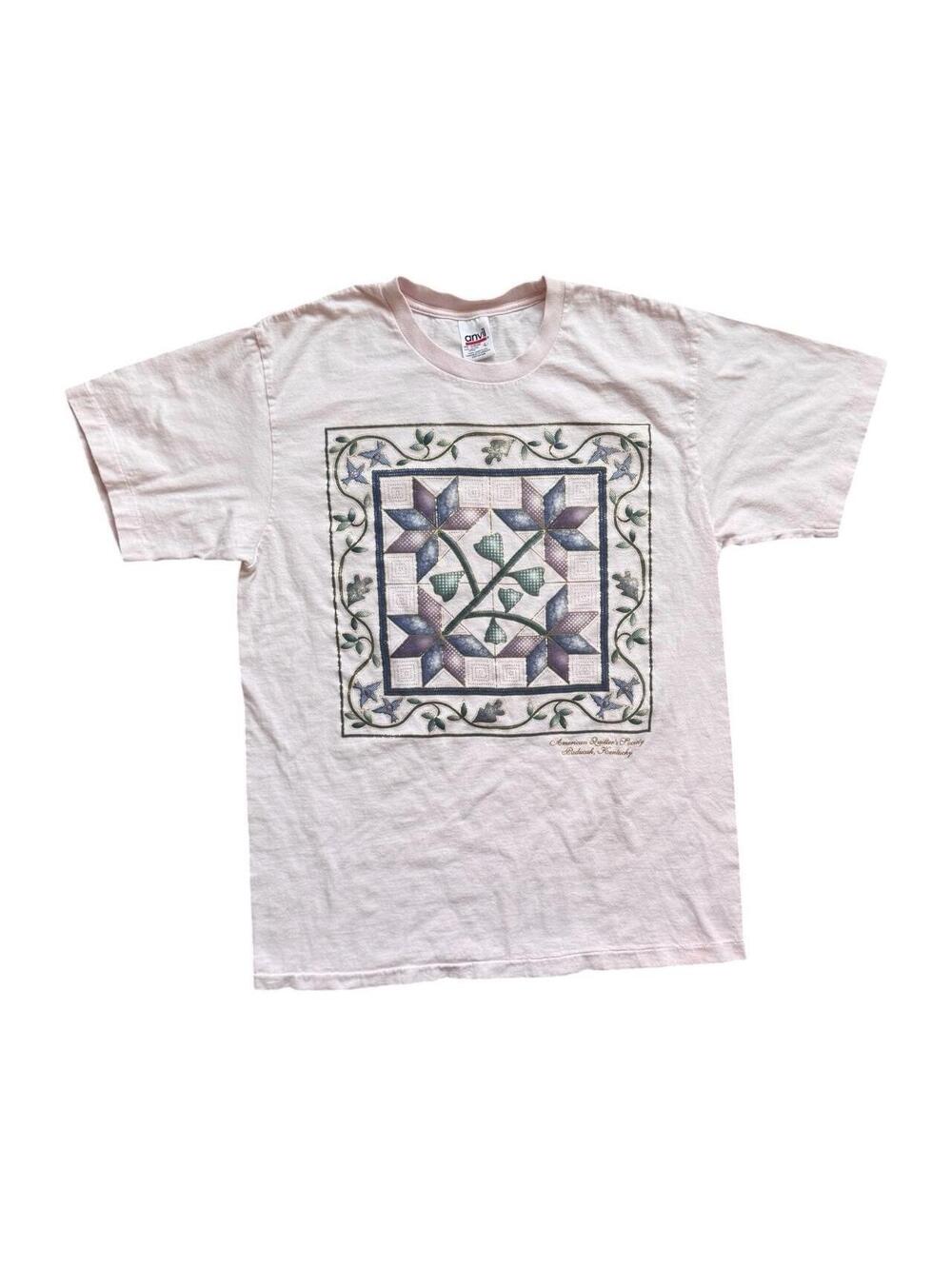 Vintage Y2K Quilt Block T-Shirt Size Large